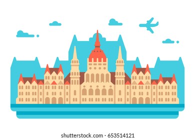Flat design Budapest Parliament illustration vector
