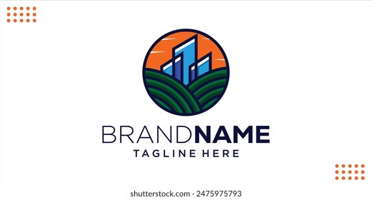 Diseño plano Plantilla de diseño de logotipo de construcción, logotipo con estilo de forma abstracta, Inspiración de diseño, Ilustración, Vector