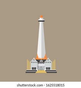 A flat design of bulding of Mandala Monument located in Makassar, Indonesia