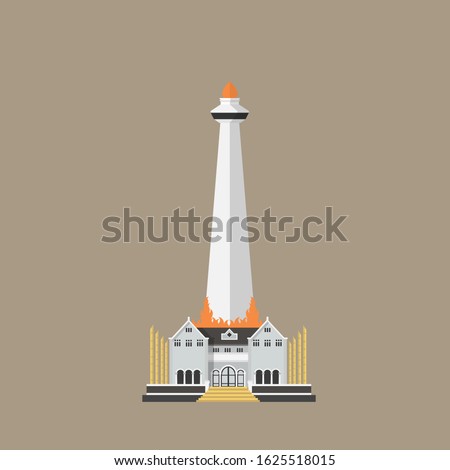 A flat design of bulding of Mandala Monument located in Makassar, Indonesia