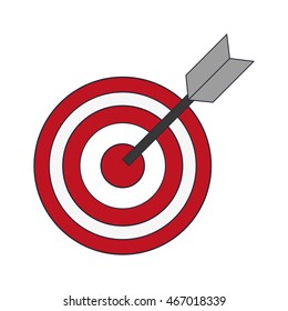 flat design bullseye and arrow icon vector illustration
