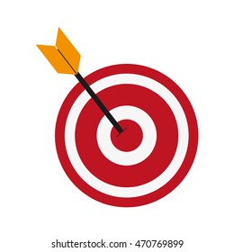 flat design bullseye and arrow icon vector illustration