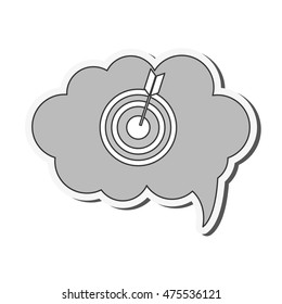 flat design bullseye with arrow within conversation bubble icon vector illustration