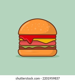 Flat Design Of Burger Illustration