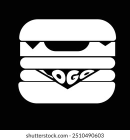 flat design burger logo with black background