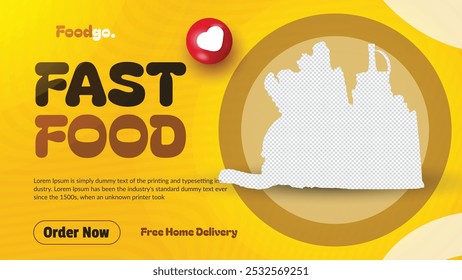 Flat design burger sale web banner template