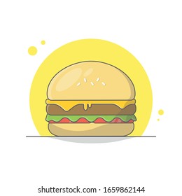 diseño plano de hamburguesa con verduras y queso