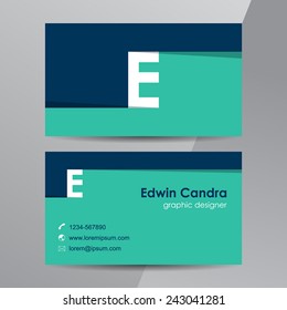 Flat design. Business cards template with letter E.