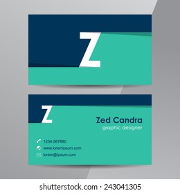 Flat design. Business cards template with letter Z.