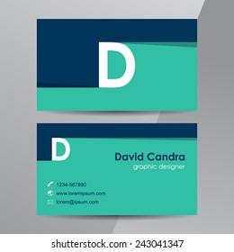 Flat design. Business cards template with letter D.