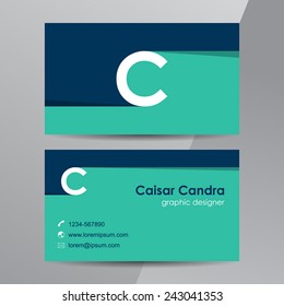 Flat design. Business cards template with letter C.