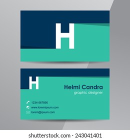 Flat design. Business cards template with letter H.