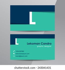 Flat design. Business cards template with letter L.