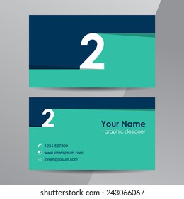 Flat design. Business cards template with number 2.