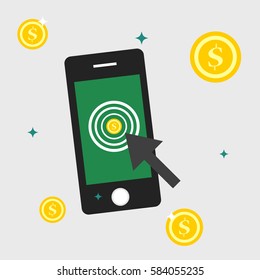 Flat design business concept One click money arrow cursor for website and promotion banners and smartphone, Vector illustrator