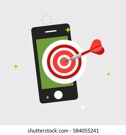 Flat design business concept strategy arrow and dart board for website and promotion banners and smartphone, Vector illustrator