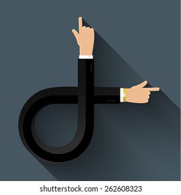 Flat design business concept with stylized hands sign. Vector illustration