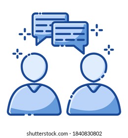 Flat Design Business Icon chat message people conversation negotiation Blue Tone Vector Premium EPS10