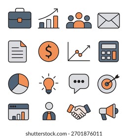 Flaches Design Business Icon Set. Moderne und minimalistische Ikone