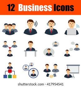 Flat design business icon set in ui colors. Vector illustration.