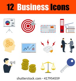 Flat design business icon set in ui colors. Vector illustration. 