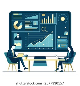  Flat Design Business Icons Set – Data Analytics, Team Collaboration, Financial Growth, Digital Marketing, and Project Management Concepts