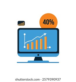 Flat Design Business Icons Set – Data Analytics, Team Collaboration, Financial Growth, Digital Marketing, and Project Management Concepts