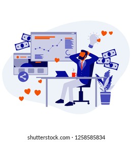 Flat design business illustration, Successful Businessman