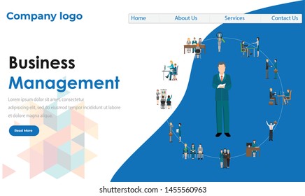 Flat design Business Management website template easy to use Modern flat design.Vector illustration. EPS 10 