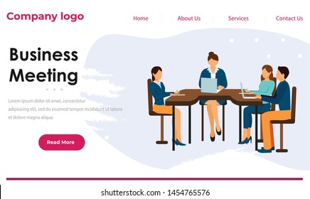 Flat design Business Meeting website template easy to use Modern flat design.Vector illustration. EPS 10. 
