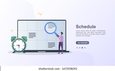 Flat design business people concept for business planning, events and news, reminder and schedule.