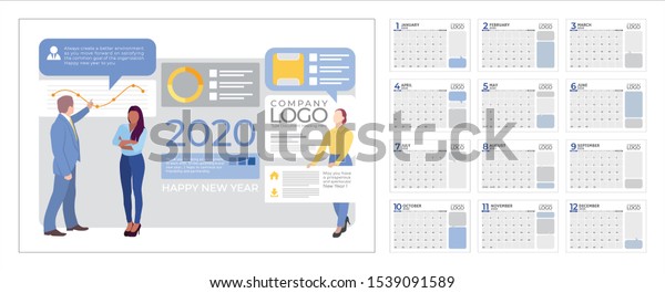 Flat Design Business People Concept Calendar Stock Vector Royalty