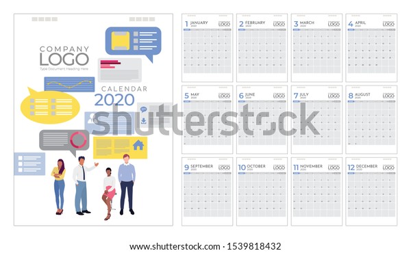 Flat Design Business People Concept Calendar Stock Vector Royalty