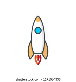 Flat design business project start-up development. Vector rocket Launch