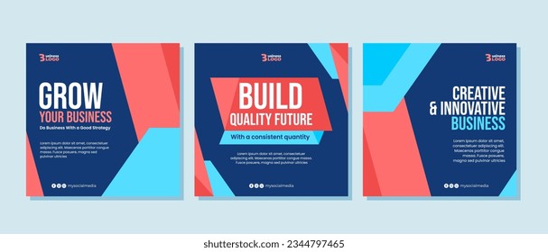 Flat design business social media posts template