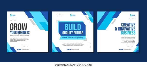 Flat design business social media posts template