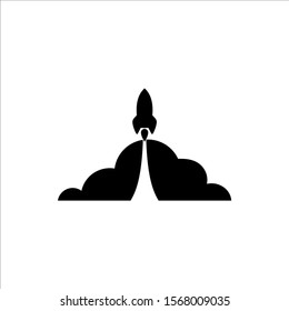 Flat design business startup launch concept, rocket icon