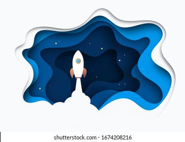 Startup-Konzept für flaches Design, Raketensymbol