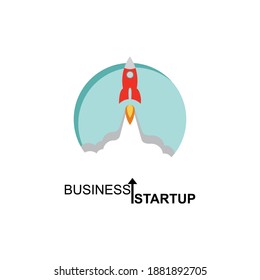 Flat design business start-up launch concept for the development of new business projects, rocket icon. Vector illustration