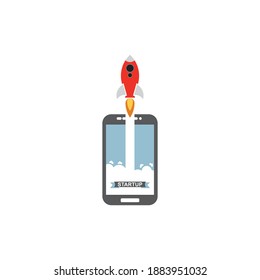 Flat design business start-up launch concept for the development of new business projects, rocket icon. Vector illustration