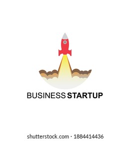 Flat design business start-up launch concept for the development of new business projects, rocket icon. Vector illustration