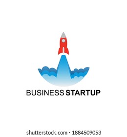Flat design business start-up launch concept for the development of new business projects, rocket icon. Vector illustration