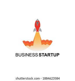 Concepto de lanzamiento de empresas de diseño plano para el desarrollo de nuevos proyectos empresariales, icono de cohete. Ilustración del vector