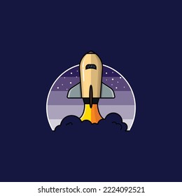 Flat design business startup launch concept, rocket icon. Rocket launch. New project start up concept in flat design style. Vector illustration. Startup.