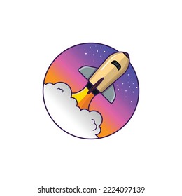 Flat design business startup launch concept, rocket icon. Rocket launch. New project start up concept in flat design style. Vector illustration. Startup.