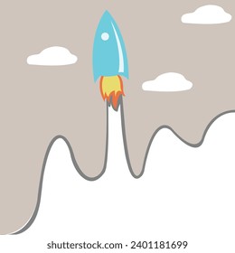Flat design business startup launch concept, rocket icon, Vector illustration	

