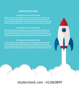 Flat design business startup launch concept with rocket icon