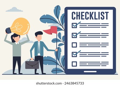 Flat Design Business Strategy Planning and Checklist