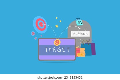 Flat design of business targets and rewards of a corporation and marketing agency