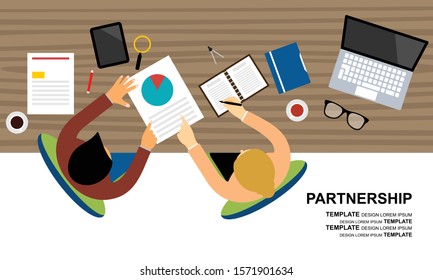 Flat design for business teamwork, analysis, consulting, project management, financial report and strategy . Illustration oncepts web banner and printed materials.